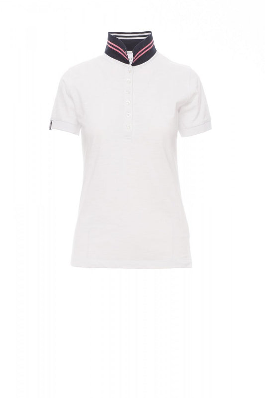 PAYPER Poloshirt NAUTIC LADY in WEISS/MARINEBLAU-WEISS/FLUO-FUCHSIENROT - Arbeitskleidung für Industrie und Handwerk