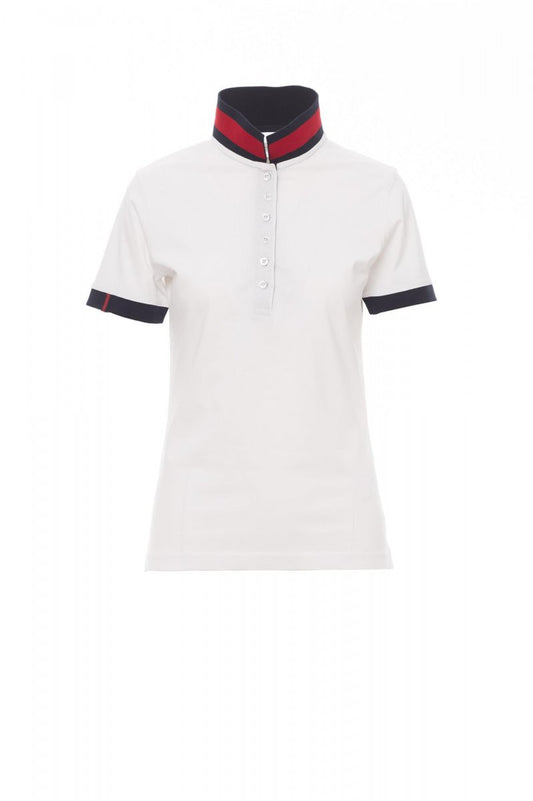 PAYPER Poloshirt MEMPHIS LADY in WEISS/ROT-BLAU - Arbeitskleidung für Industrie und Handwerk