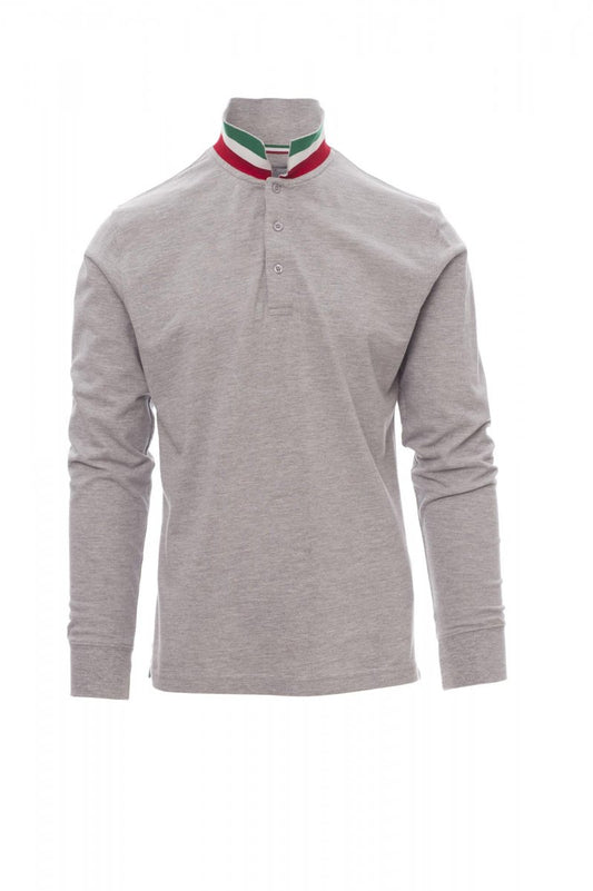 PAYPER Poloshirt LONG NATION MELANGE in GRAU MELIERT/ITALIEN - Arbeitskleidung für Industrie und Handwerk