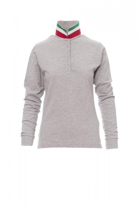 PAYPER Poloshirt LONG NATION LADY MELANGE in GRAU MELIERT/ITALIEN - Arbeitskleidung für Industrie und Handwerk